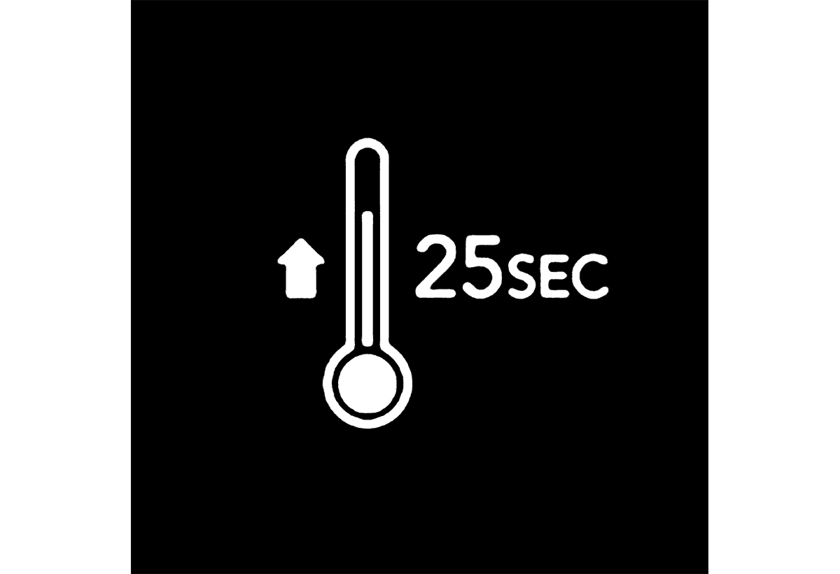 Απεικονίζεται εικονίδιο με θερμόμετρο και δίπλα 25 δευτερόλεπτα.